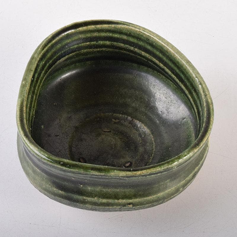 茶道具　織部焼　沓茶碗　桐箱付　N　7046