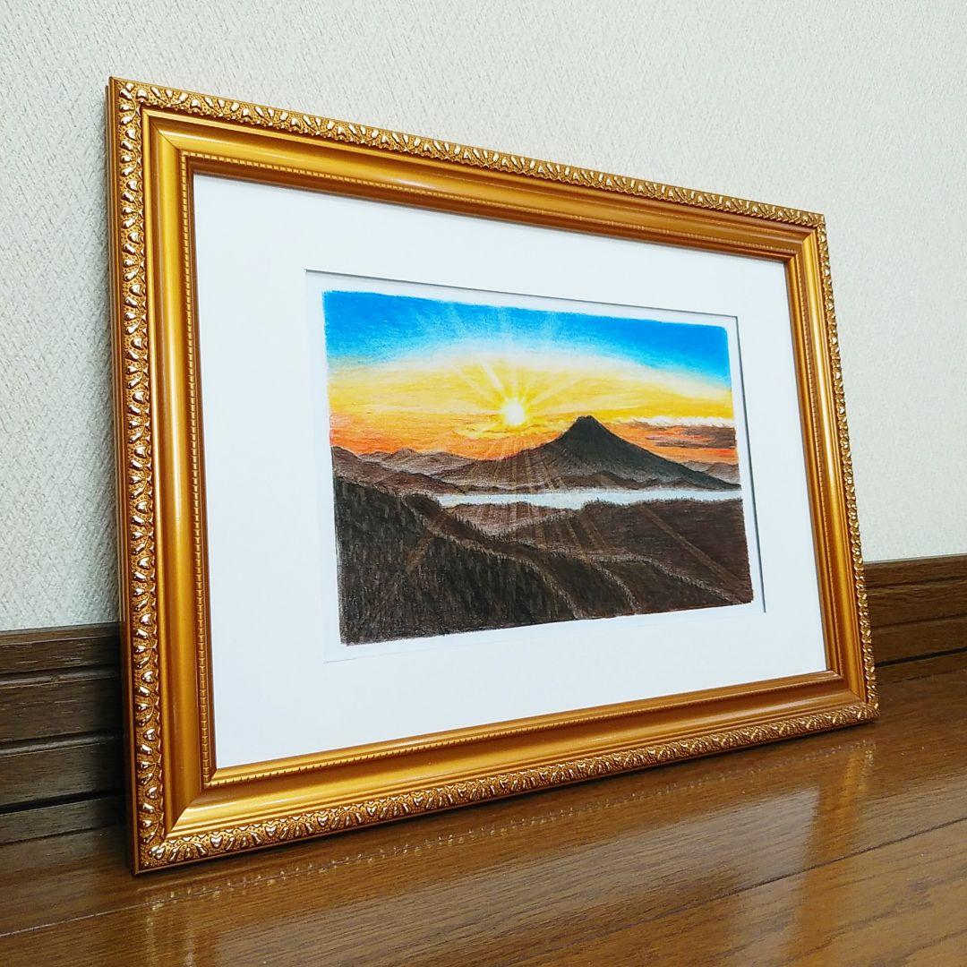 絵画色鉛筆風景画『日の出』原画