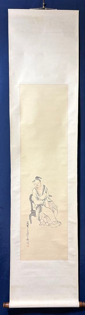 水墨画 掛け軸 人物像M7 - メルカリ