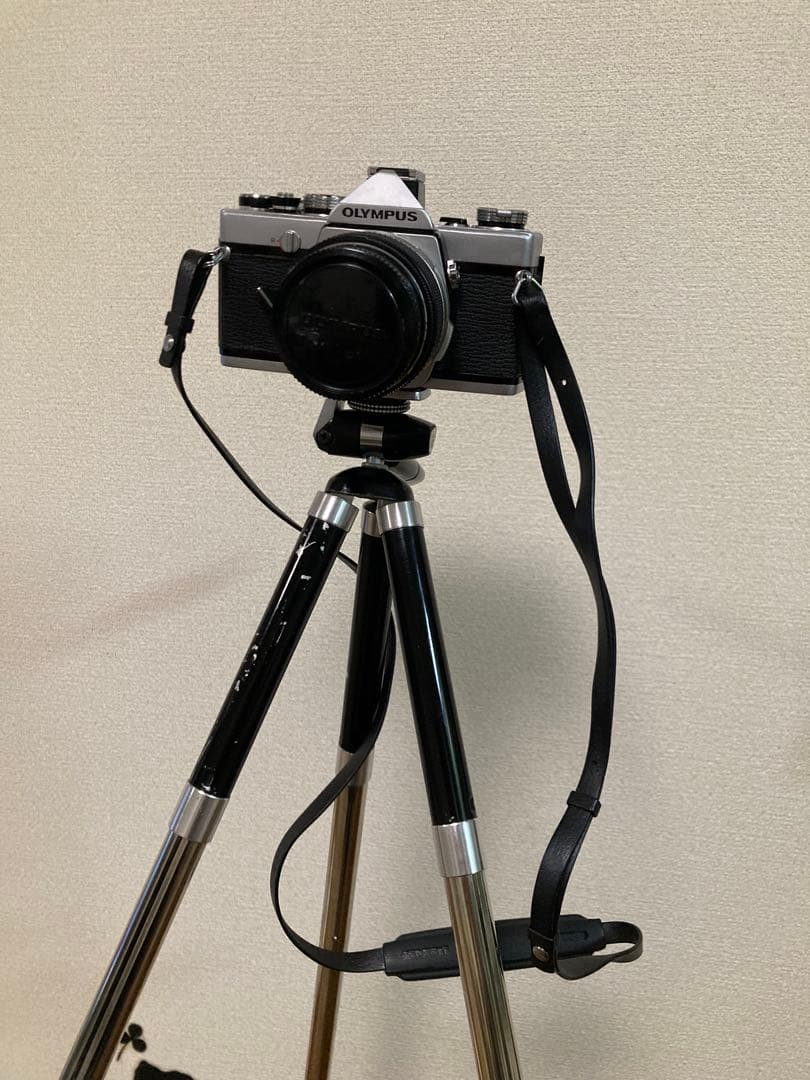 一眼レフフィルムカメラオリンパスOM-1&フラッシュ& 脚立