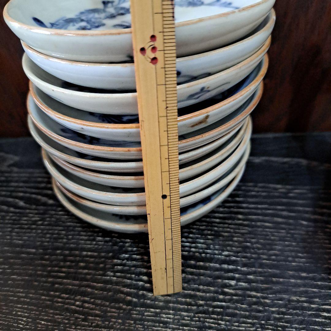 お値下げ中　　中国古玩　清時代　呉須染付青磁　　小皿　10客