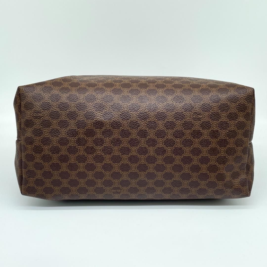 即配【美品】CELINE マカダム柄 ブラウン ハンドバッグ オールドセリーヌ