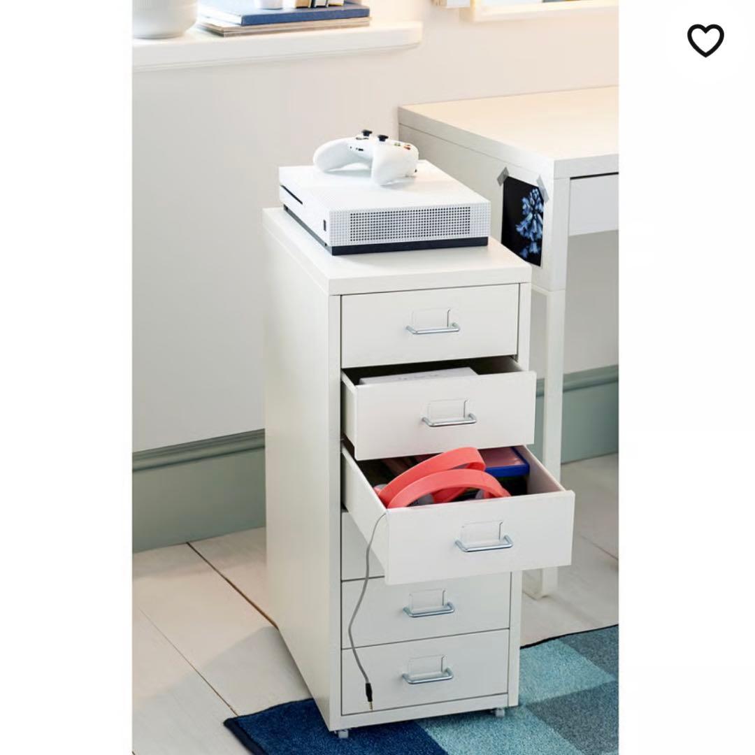 組み立て済】IKEA HELMER ホワイト 6段引き出し収納キャビネット
