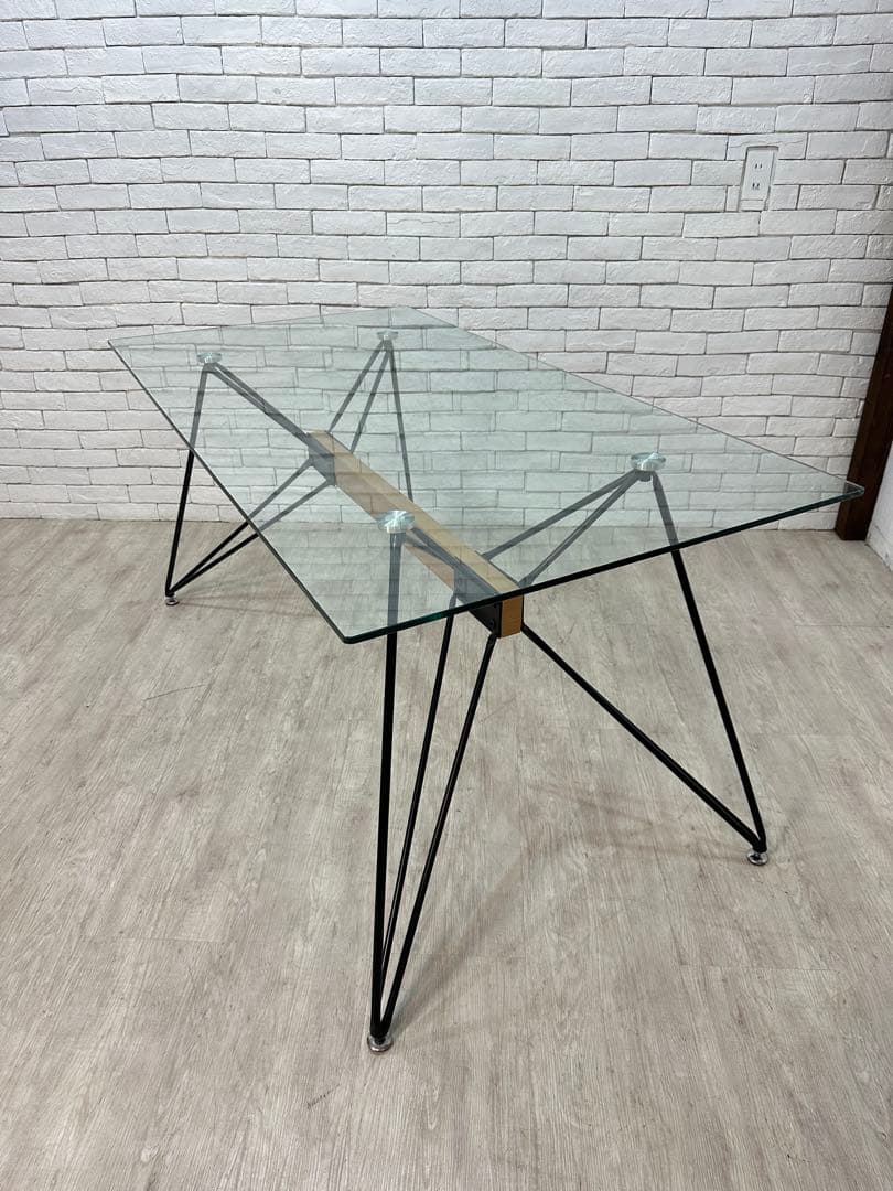 【東京都23区配送無料】デザイナーズ　ガラス　ダイニングテーブル　リビング　格安