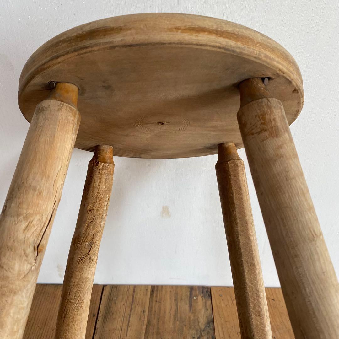 アンティーク スツール 椅子 無垢材 無塗装 シャビー z844