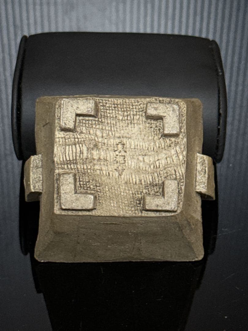 珍品 平安 名人 東福寺 在銘 白泥 耳付箆目四方型 香炉 盆栽