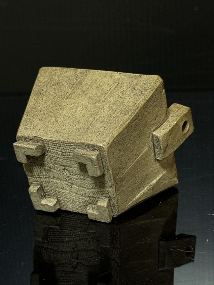 珍品 平安 名人 東福寺 在銘 白泥 耳付箆目四方型 香炉 盆栽