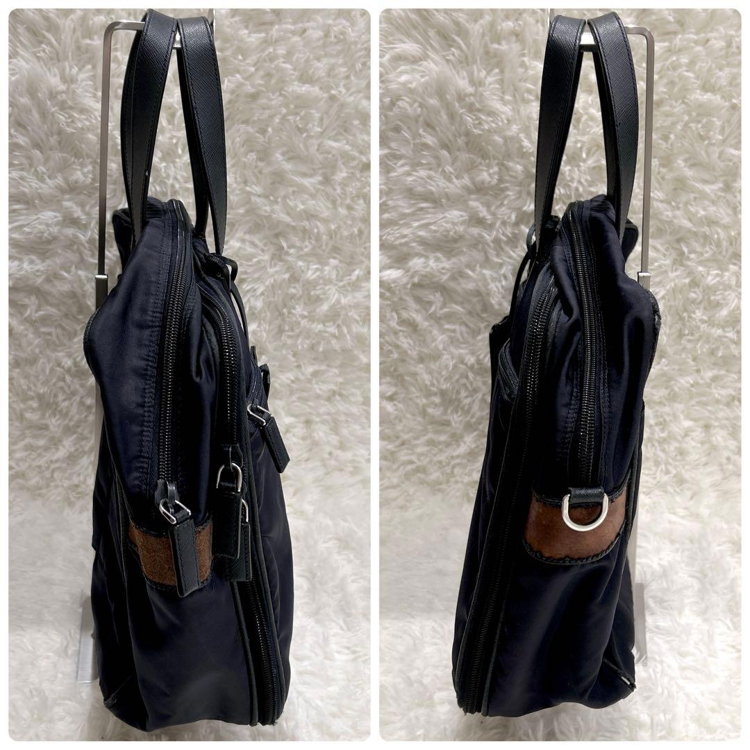 PRADA プラダ ナイロン ビジネスバッグ ブリーフケース ネイビー 三角ロゴ