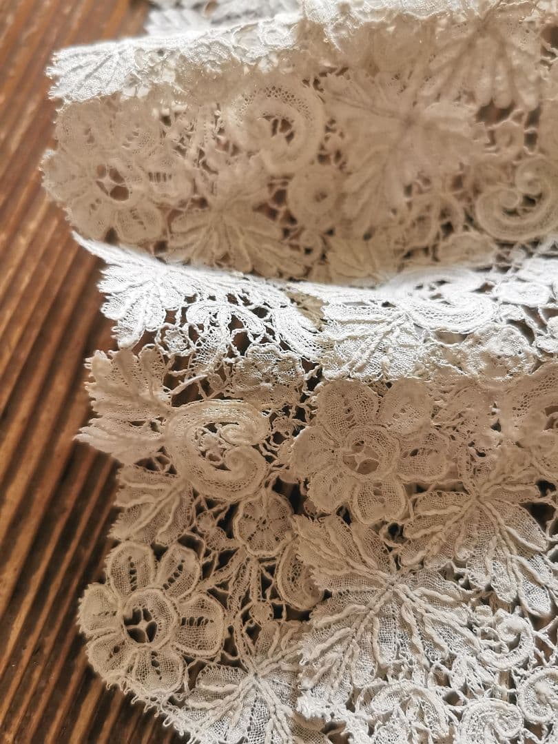 アンティーク ブリュッセルレース ポワンドローズ カフス用レース 付け