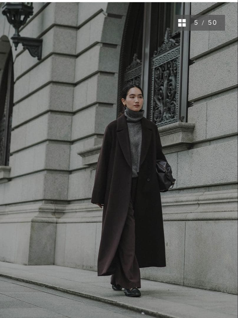 crewre アジャスタブルウールロングコート ブラック