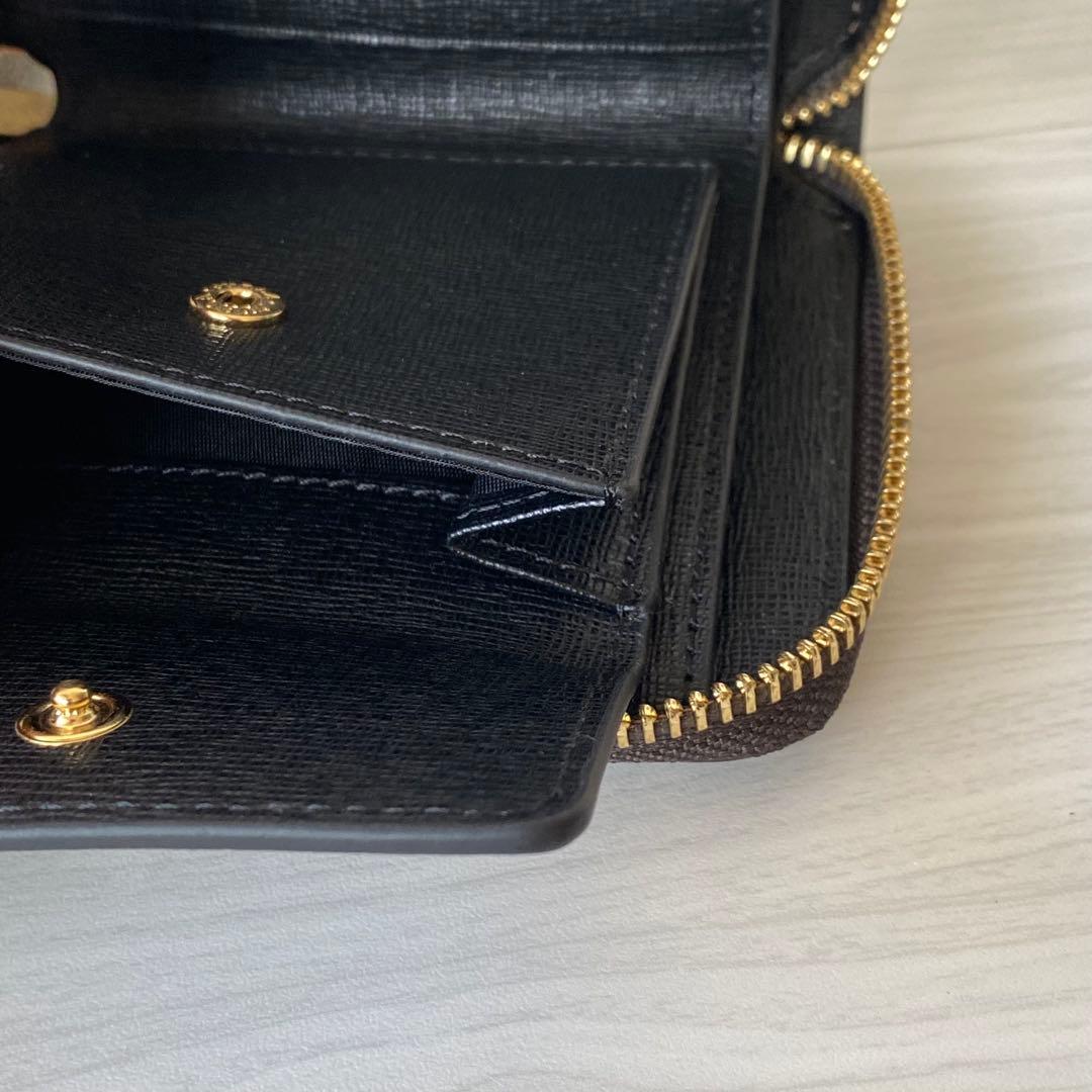 新品 FURLA フルラ 花柄 二つ折り ウォレット 財布 袋 箱付き ブラック