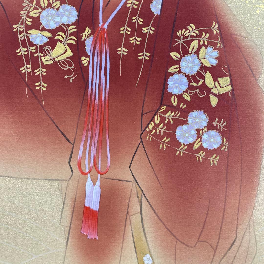 美品 掛け軸 金武翆輝作 金地 羽衣図 共箱 美術年鑑掲載 能楽