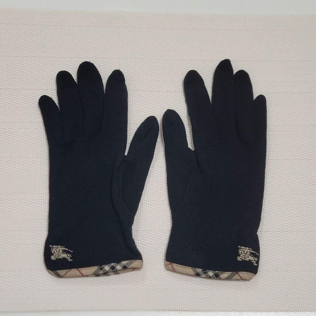 BURBERRY ブラック ニット手袋 バーバリー ブラックレーベル グローブ