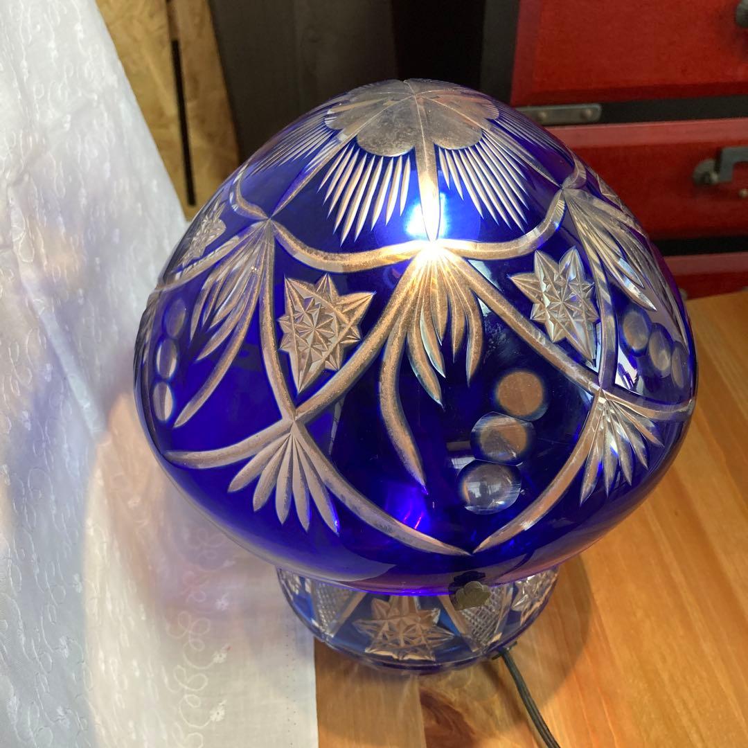 コバルトブルー カットガラスランプ