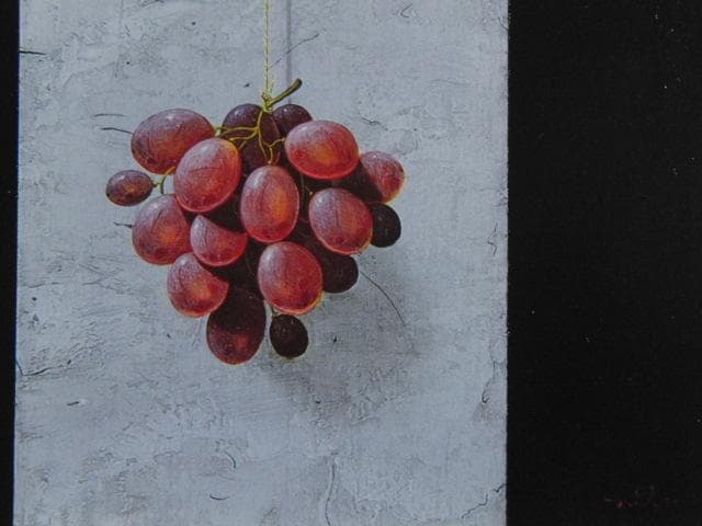 百瀬郷志、【葡萄と篭と】、希少な額装用画集画、新品高級額 額装付