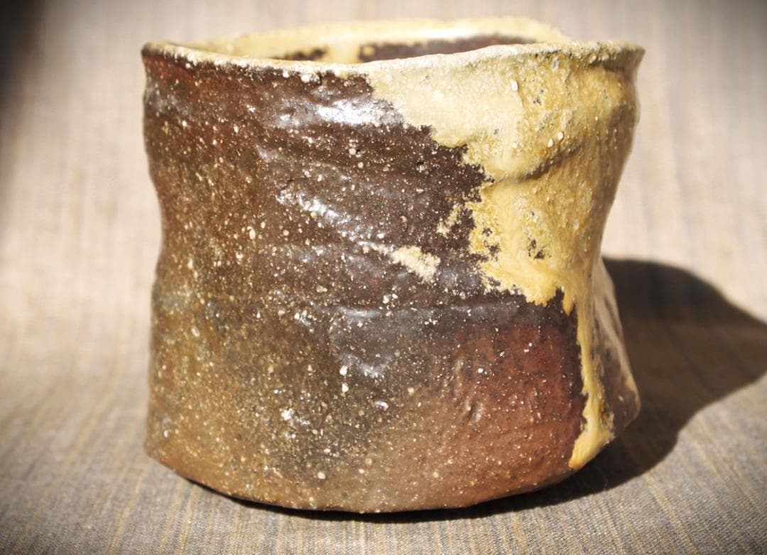 人気作家★荻野雅也【師：太田富夫】備前《伊部手》碗★共箱・布 ★黄胡麻