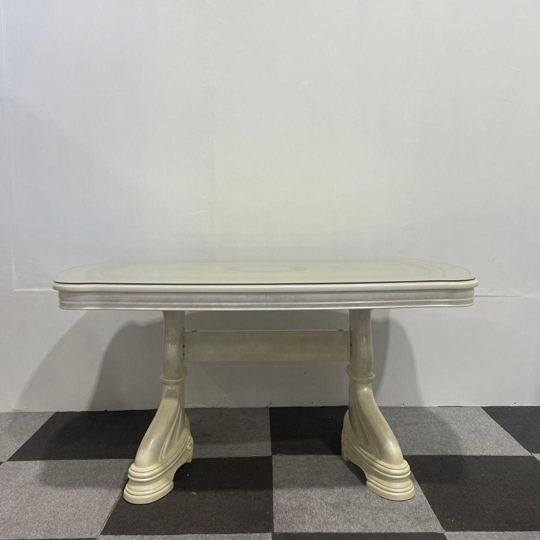 イタリア ロココ調 アンティーク調 白家具 大理石 テーブル 家具 Au149