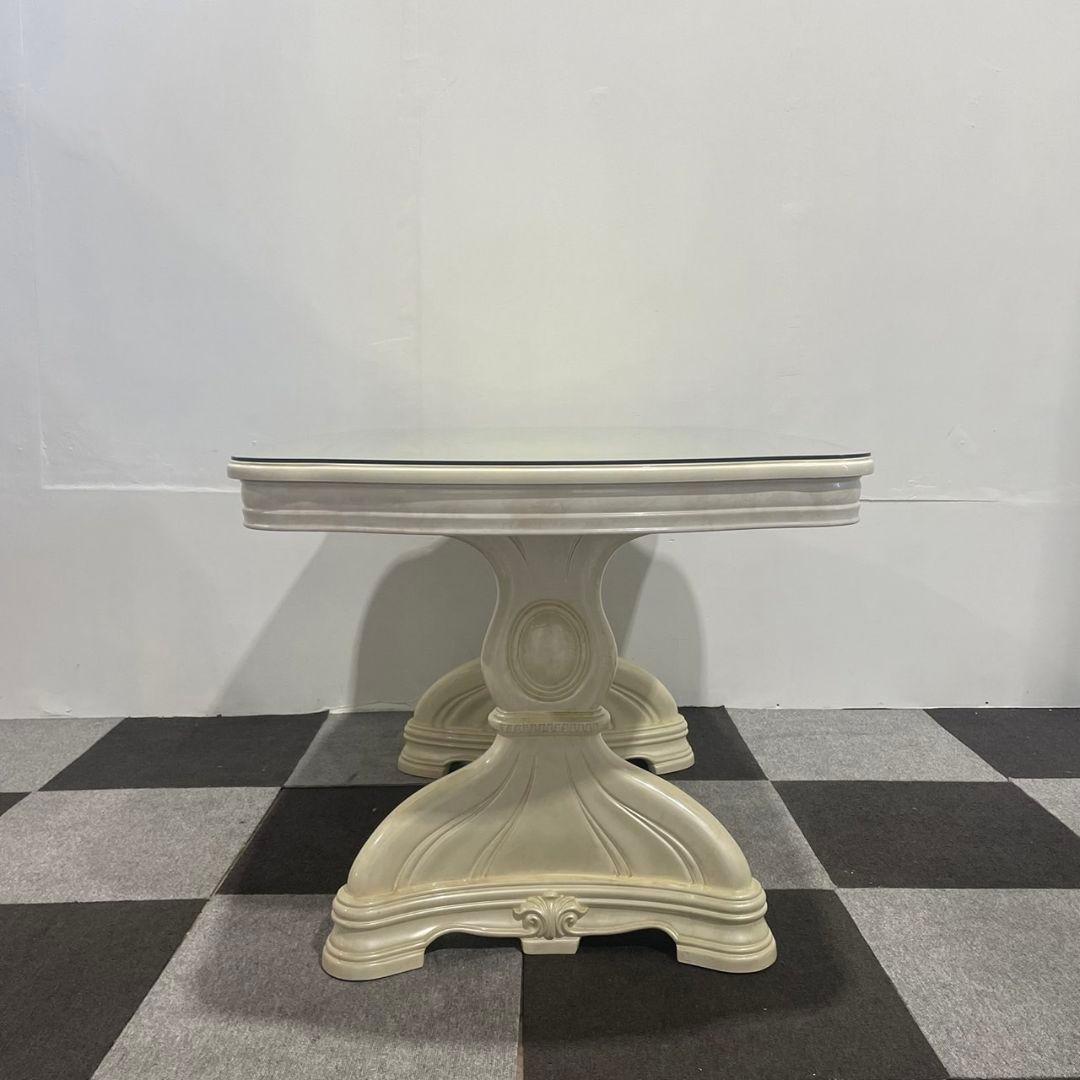 イタリア ロココ調 アンティーク調 白家具 大理石 テーブル 家具 Au149