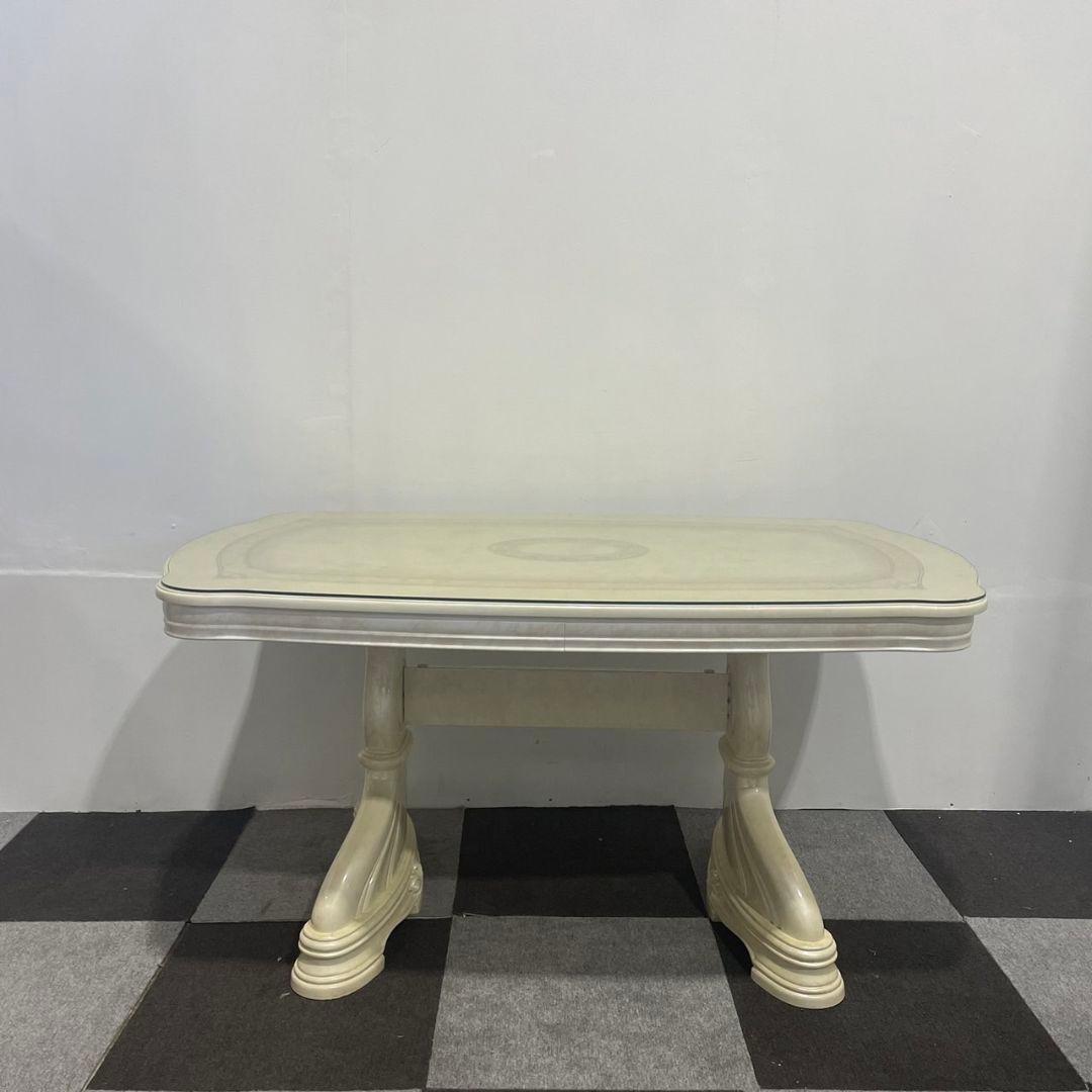 イタリア ロココ調 アンティーク調 白家具 大理石 テーブル 家具 Au149