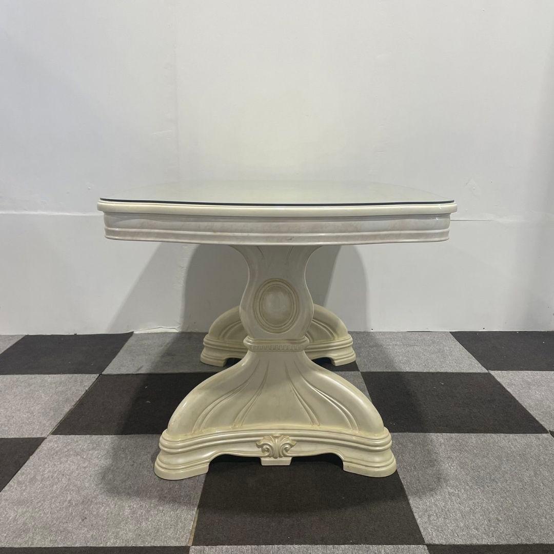 イタリア ロココ調 アンティーク調 白家具 大理石 テーブル 家具 Au149