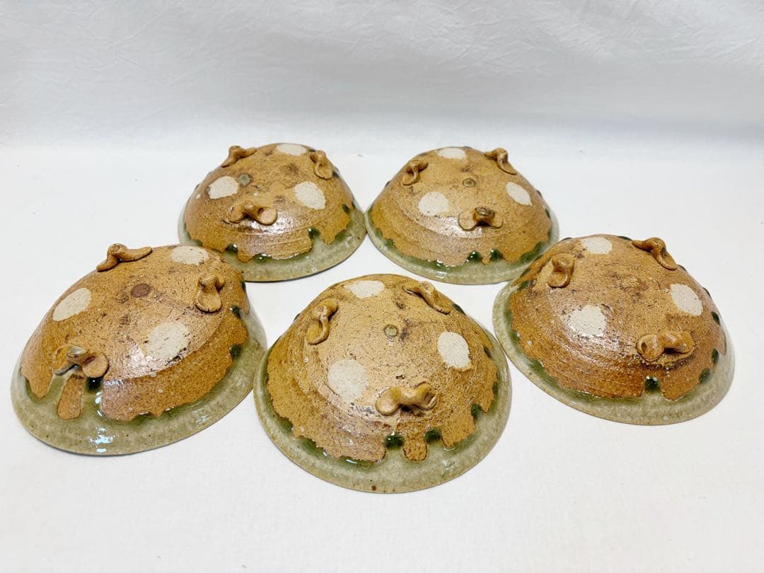 未使用 茶道具 高橋介炎造 信楽焼 蛤 向付 5客揃 足付