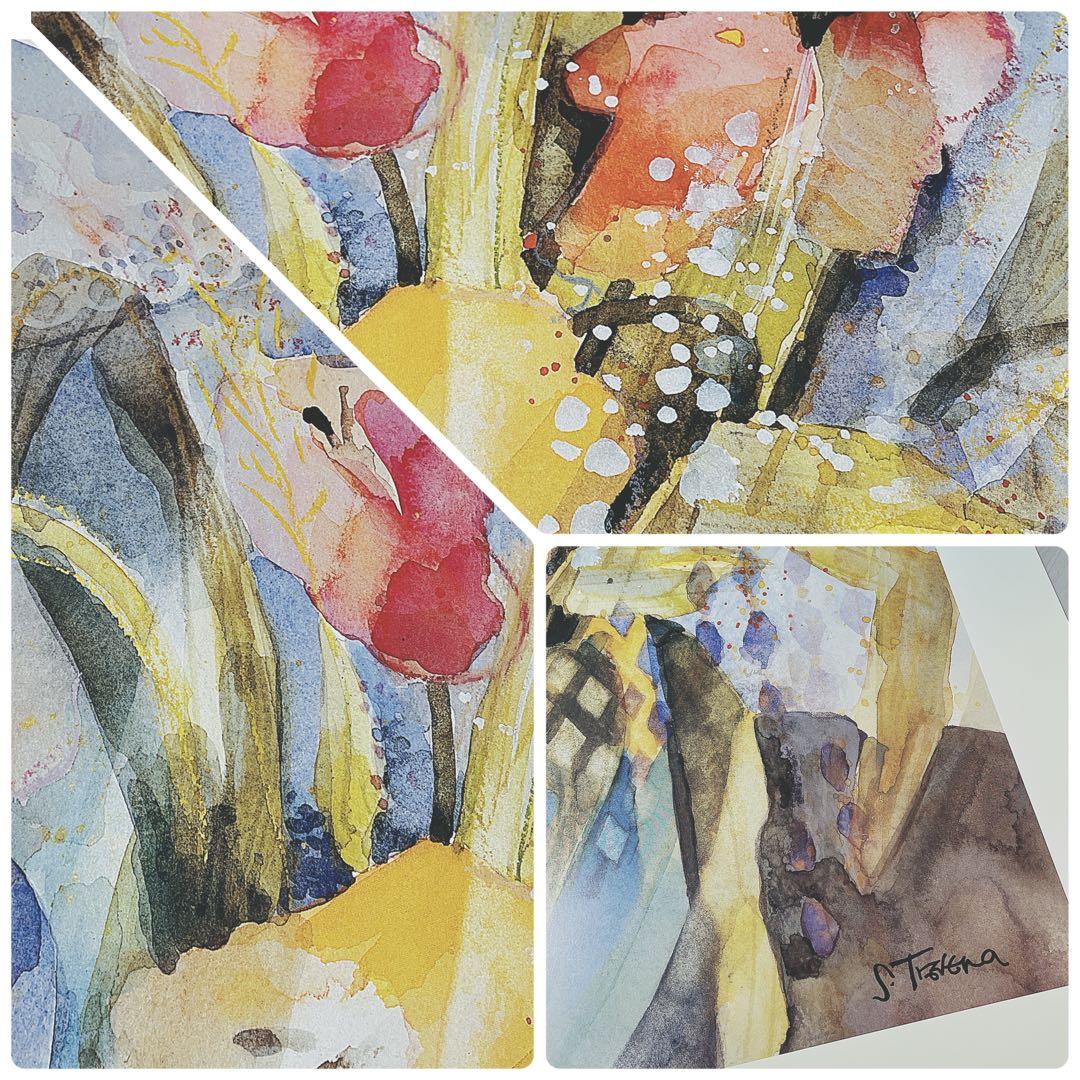 Shirley Trevena イギリス　花とフルーツ水彩画プリント　4枚セット