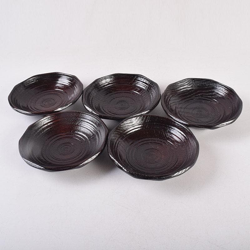 漆芸家　村瀬治兵衛作　沢栗　茶托　五客　V　R8869