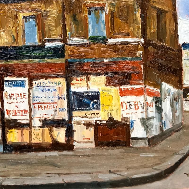 ☆佐伯 与吉郎☆「ポスターのある街角の家」油絵F８号　未使用額！