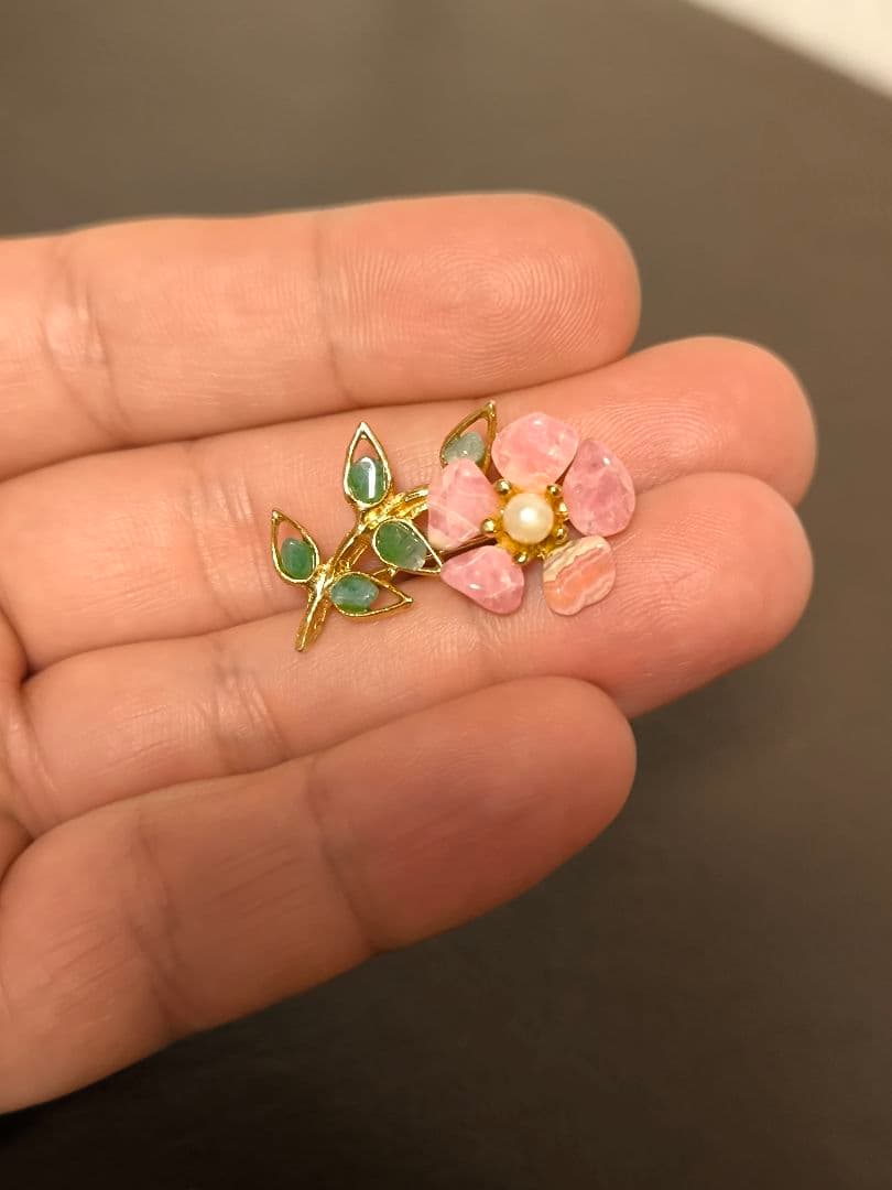 Swoboda スワボダ 天然石 ヴィンテージ フラワー・ブローチ