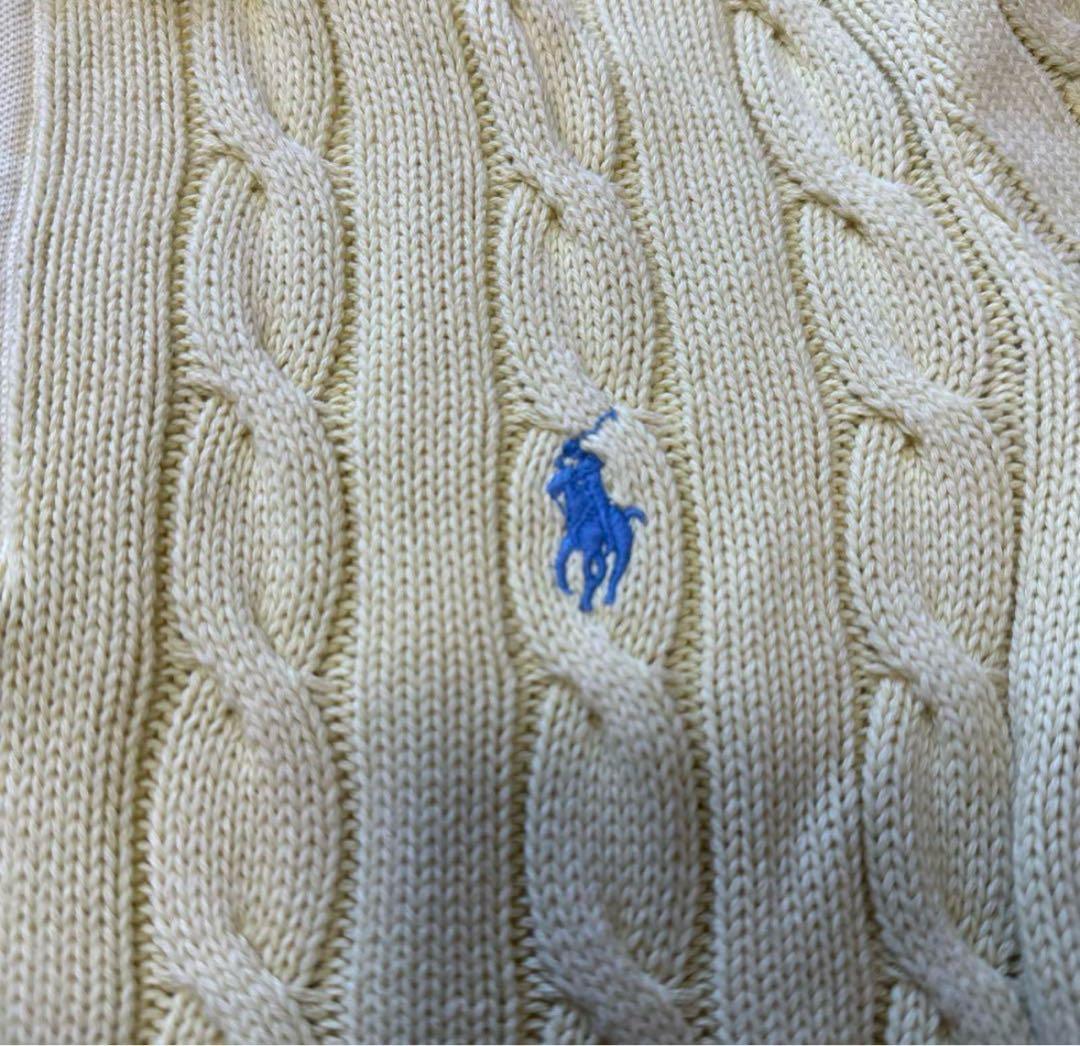 Polo Ralph Lauren ケーブルニットポロシャツ L イエロー