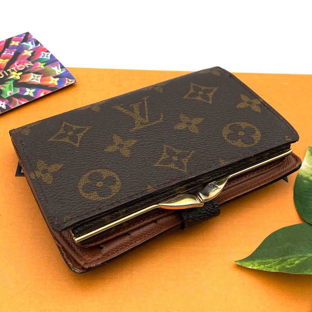 ルイヴィトン モノグラム ヴィエノワ 二つ折り財布 がま口 ブラウン