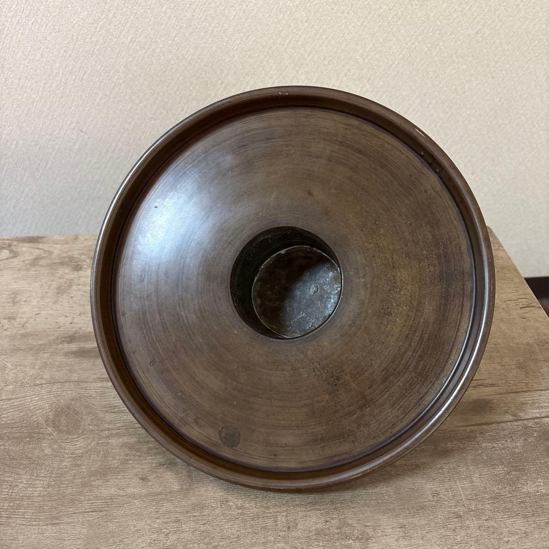 古銅薄端　花瓶　花器　アンティーク〈検 池坊　華道いけ花　高岡銅器　茶道　立花