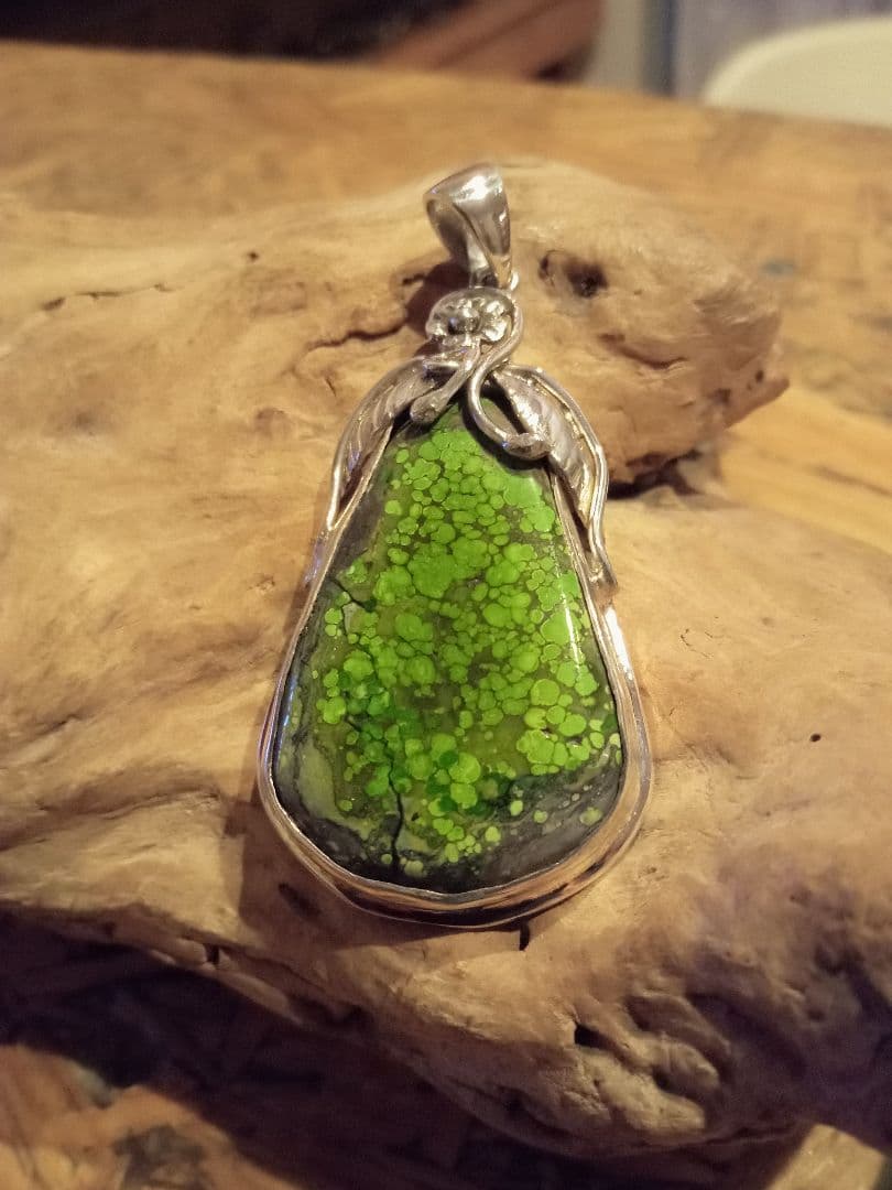 天然石,ターコイズ,グリーン,シルバー925ペンダント,ナチュラル