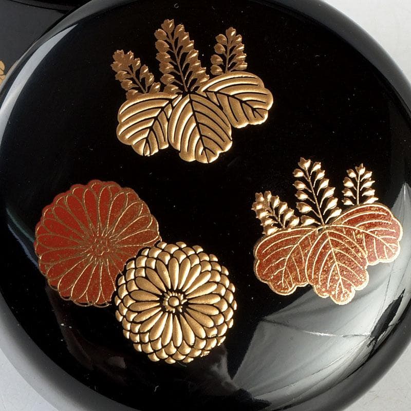 茶道具 和田寿峰作 水目 黒真塗 菊桐蒔絵 中棗 共箱