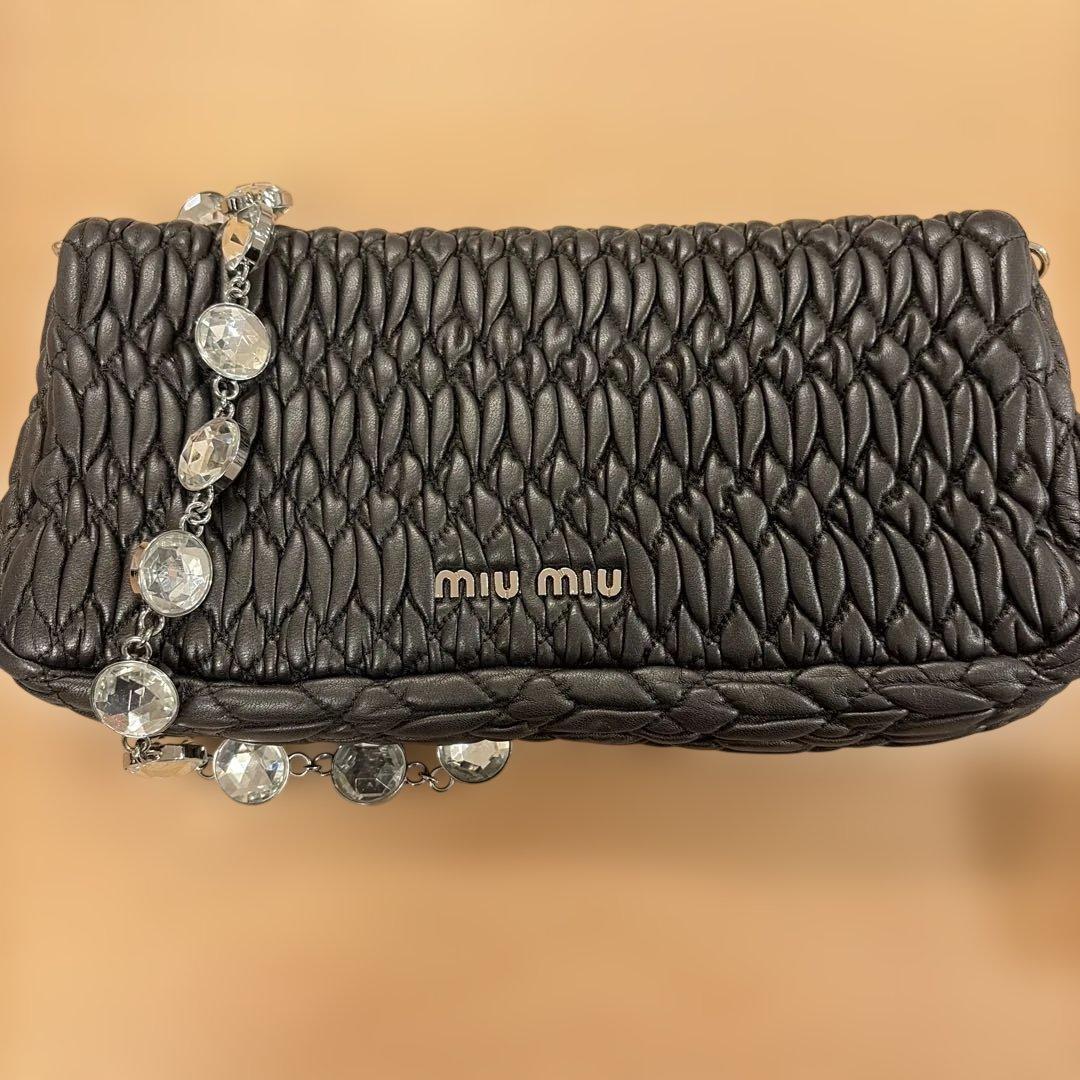 miu miu 黒 キルティング パーティーバッグ