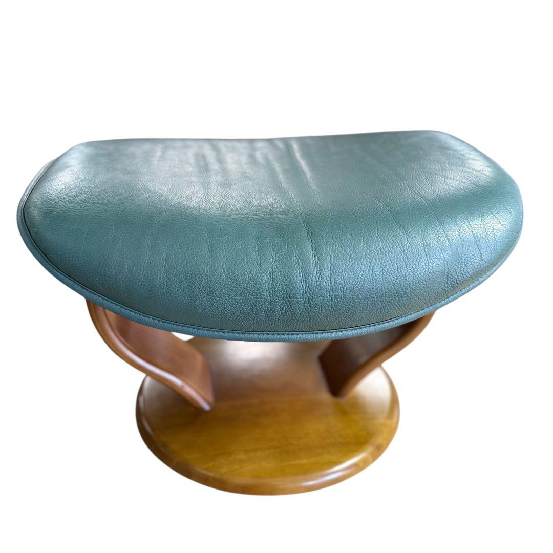 HR667 【総革】カリモク　karimoku 緑　グリーン レザー　木製