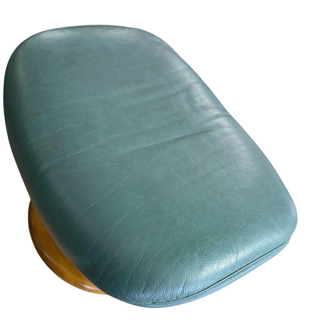 HR667 【総革】カリモク　karimoku 緑　グリーン レザー　木製