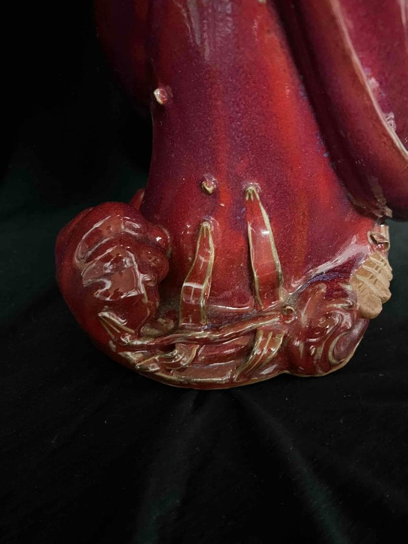 清时代 鈞窯 紫紅釉鈞窯達摩 窯変釉 辰砂 唐物 古