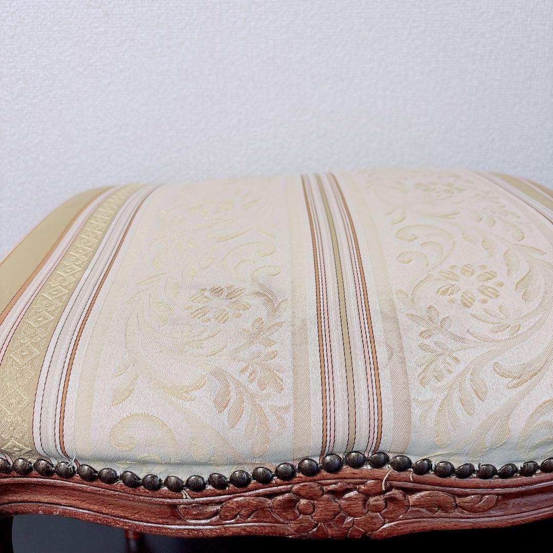 アンティーク調 猫脚スツール 彫刻 椅子 ロココ調 ローラアシュレイ風