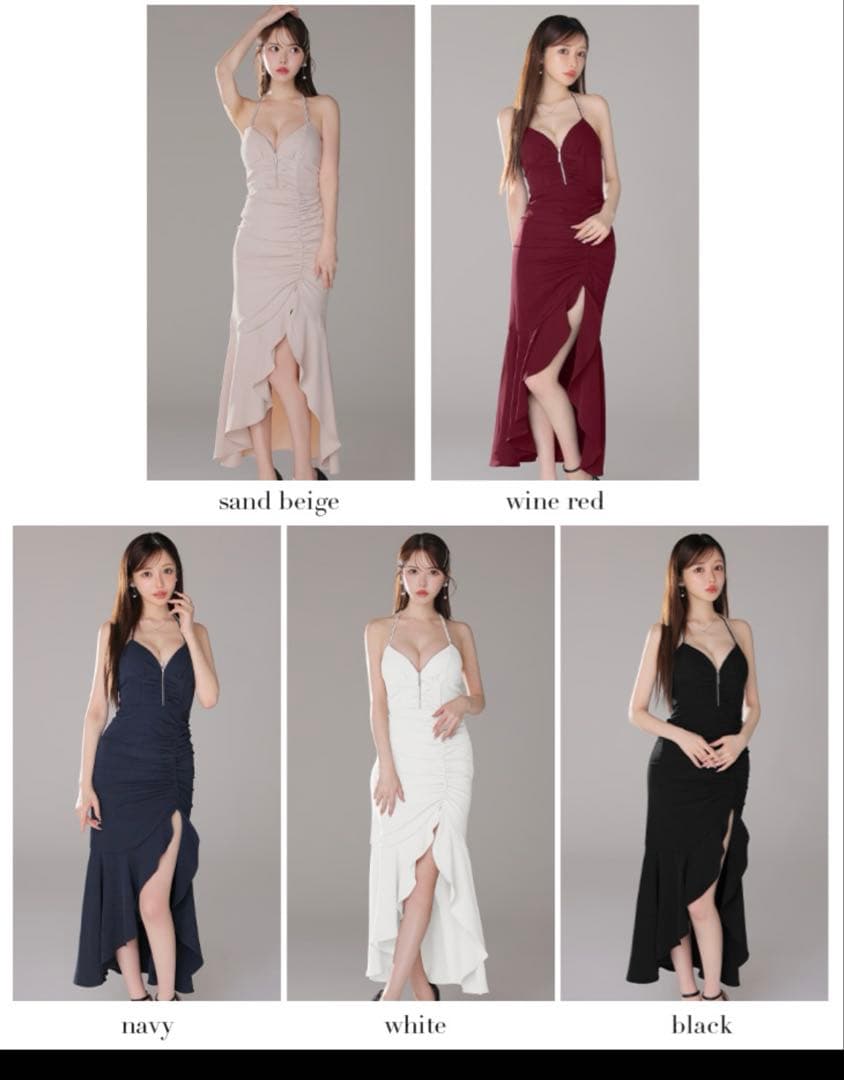 美品ラメ/ フリル/ スリット/ キャミ/ ロングドレス/ キャバドレス