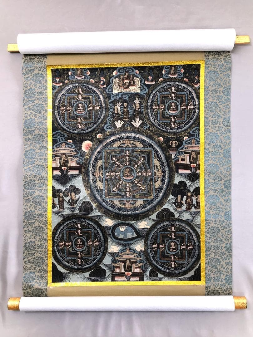 【 肉筆曼荼羅 】 骨董　軸装118×55ｃｍ