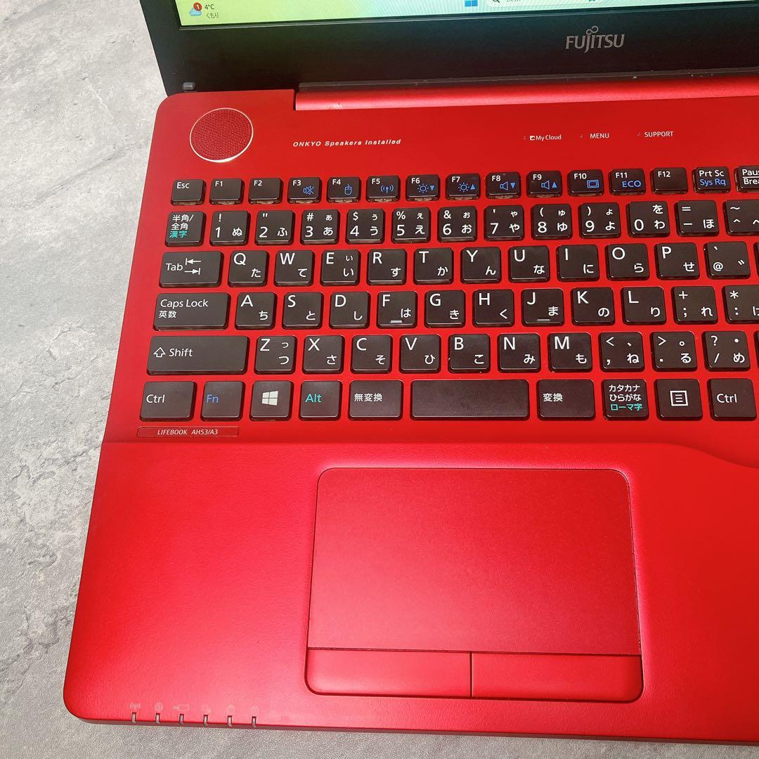 訳アリ特価】⭐️すぐ使える⭐️赤ノートパソコンカメラ付き快速SSD