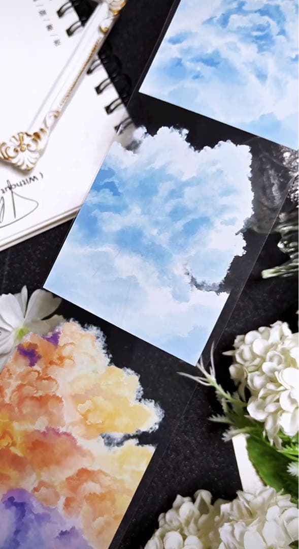 9041】海外 マステ 5.85m巻 PETマスキングテープ 雲 装飾系