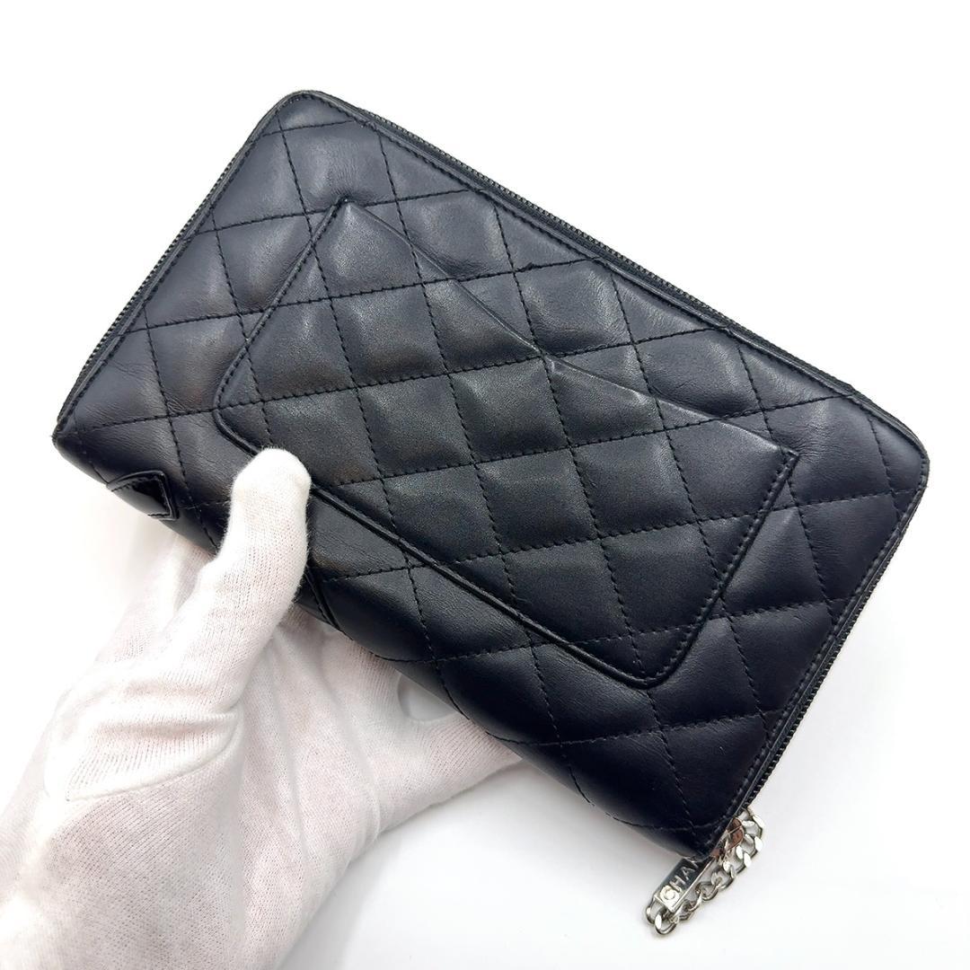 ◇シャネル◇カンボンライン/ラウンドファスナー/長財布/ブラック/ピンク