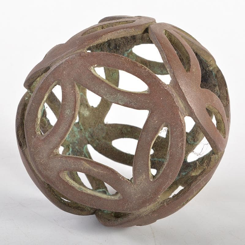 茶道具　釜師　高木治良兵衛作　唐銅　輪透蓋置　共箱　C　R6649