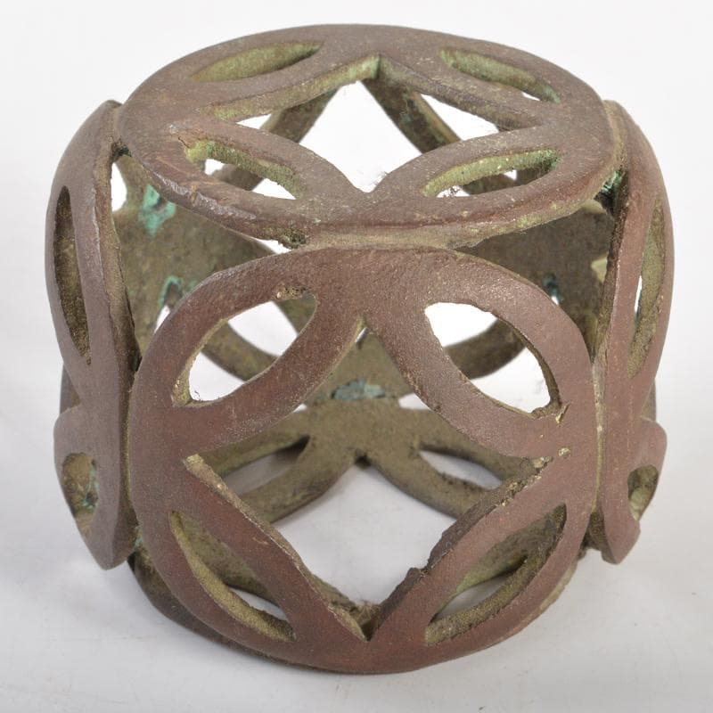 茶道具　釜師　高木治良兵衛作　唐銅　輪透蓋置　共箱　C　R6649