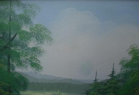 絵画アンテック・コレ大型油絵「朝モヤのささやき」ビンテージ品!R050923