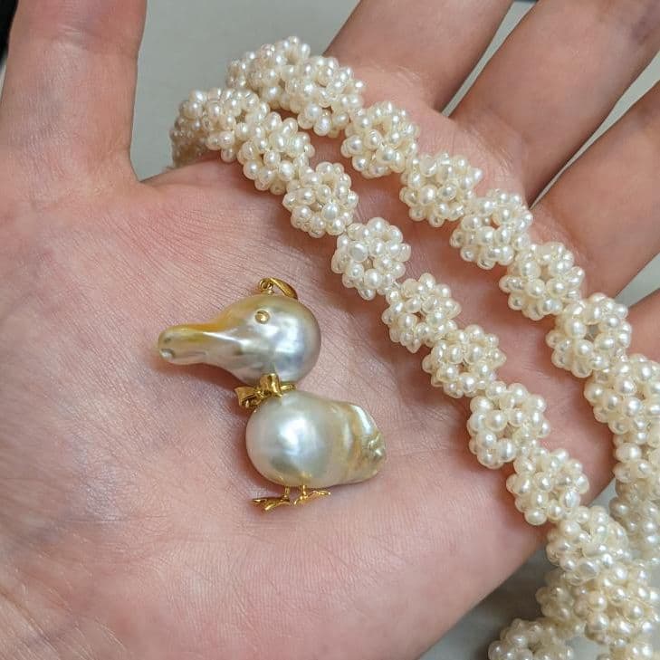 工場 かわいいアヒル バロックパール K18 ペンダントトップ ダック