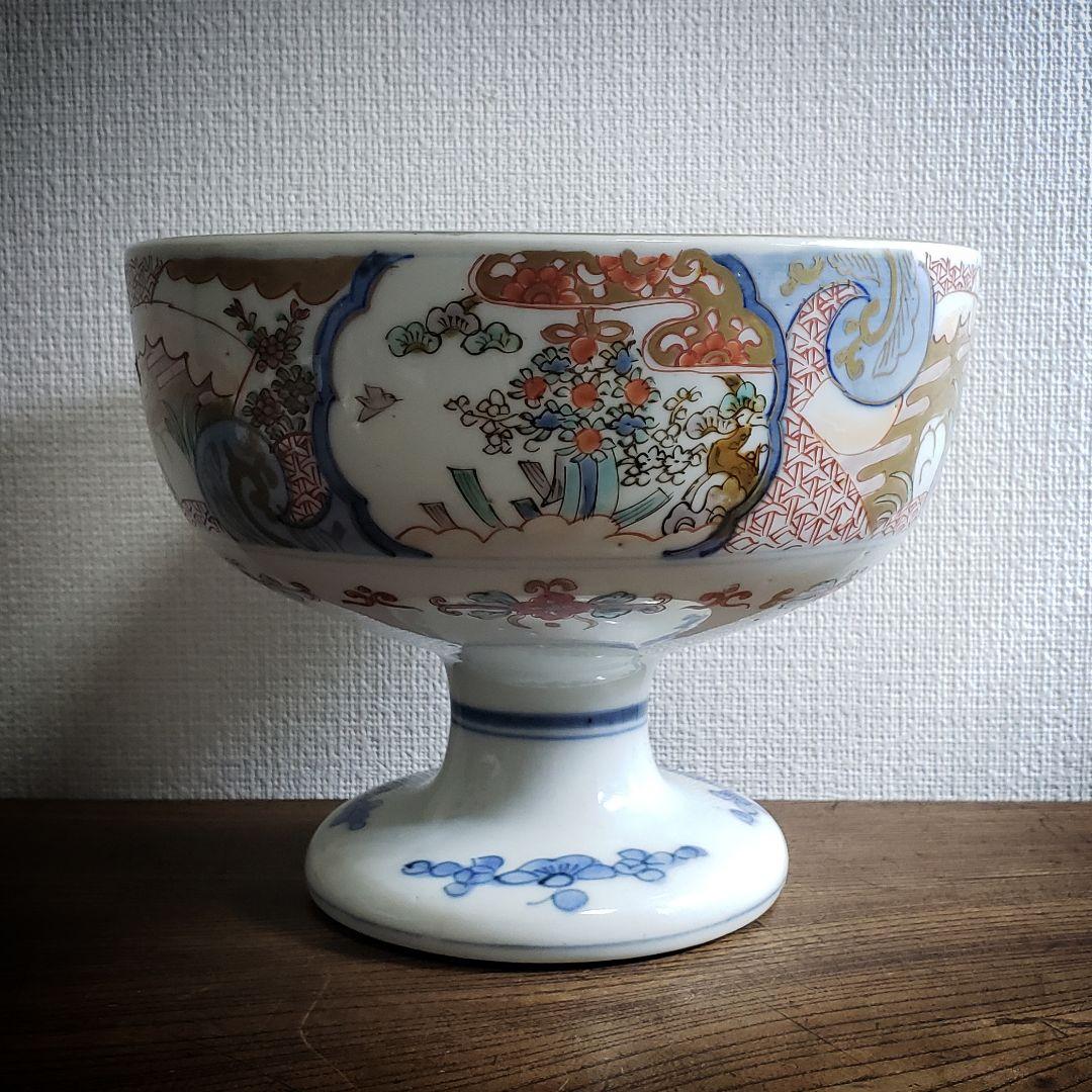 古伊万里　色絵　鳥　極楽浄土　盃洗　明治　訳あり　ニュウ