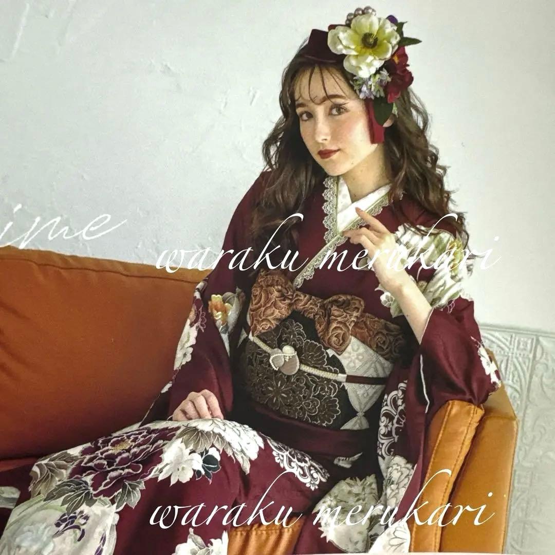 ♦︎臙脂色振袖♦︎金彩加工♦︎豪華刺繍♦︎鶴牡丹菊紋♦︎成人式